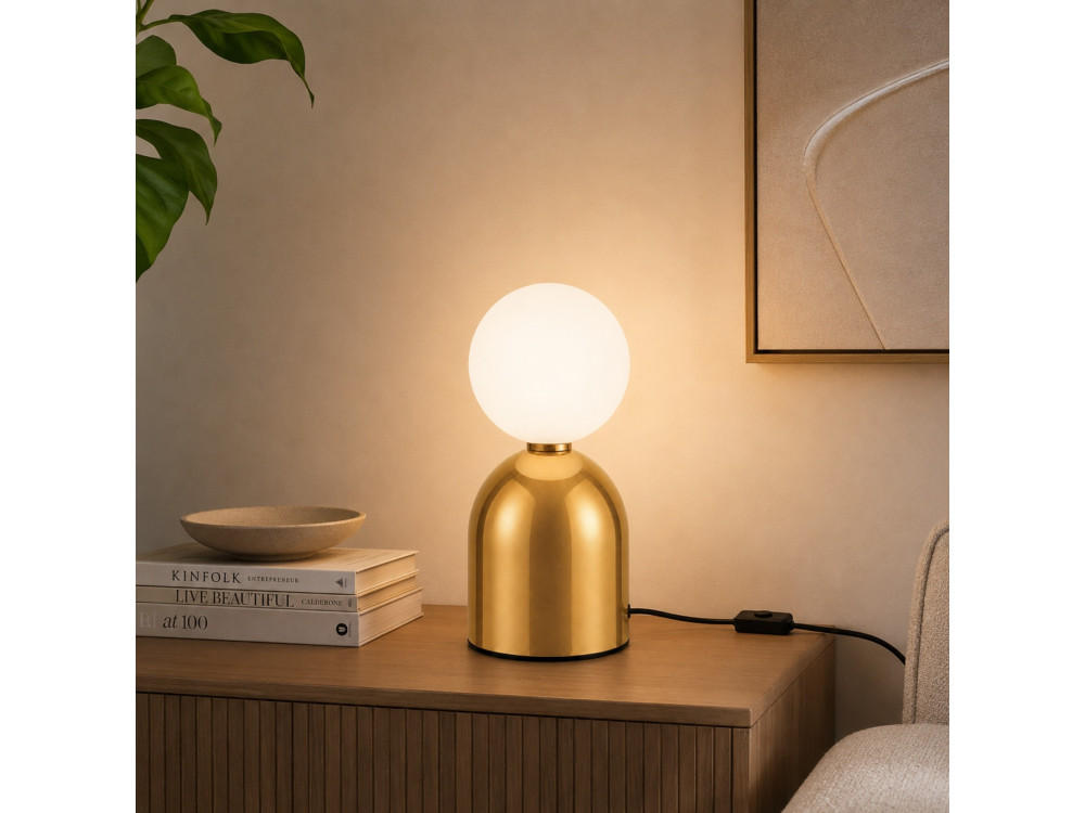 Metalowa lampa stołowa „Pupa” – 14 x 14 x 25 cm – żółta