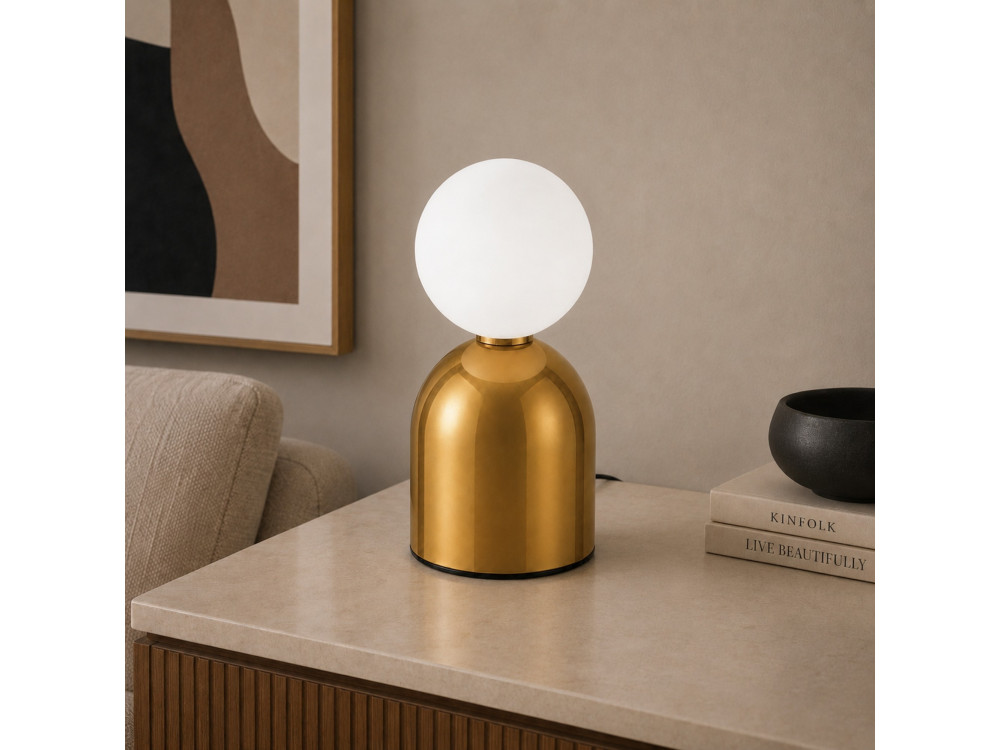 Metalowa lampa stołowa „Pupa” – 14 x 14 x 25 cm – żółta