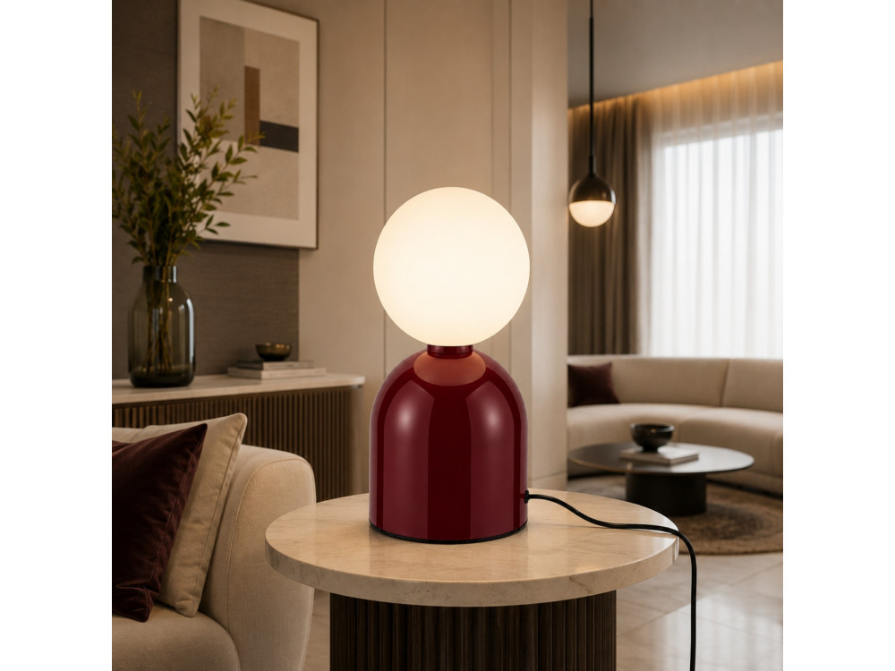 Metalowa lampa stołowa „Pupa” – 14 x 14 x 25 cm – czerwona