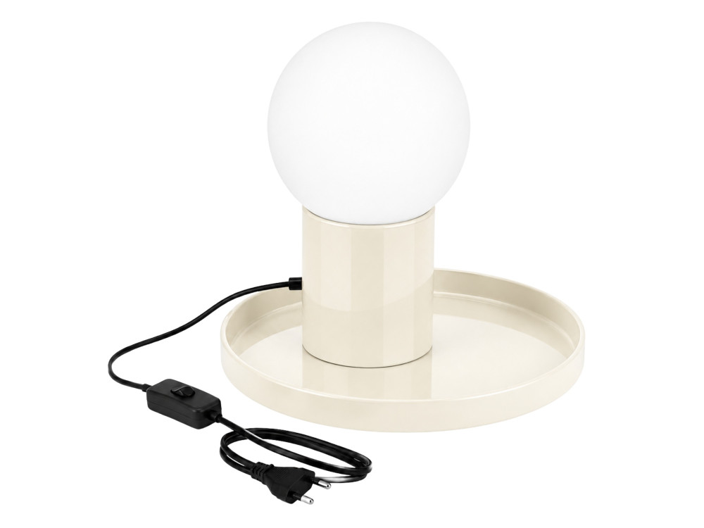 Metalowa lampa stołowa „Tray” – 20 x 20 x 17 cm – beżowa