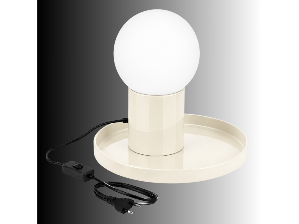 Metalowa lampa stołowa „Tray” – 20 x 20 x 17 cm – beżowa