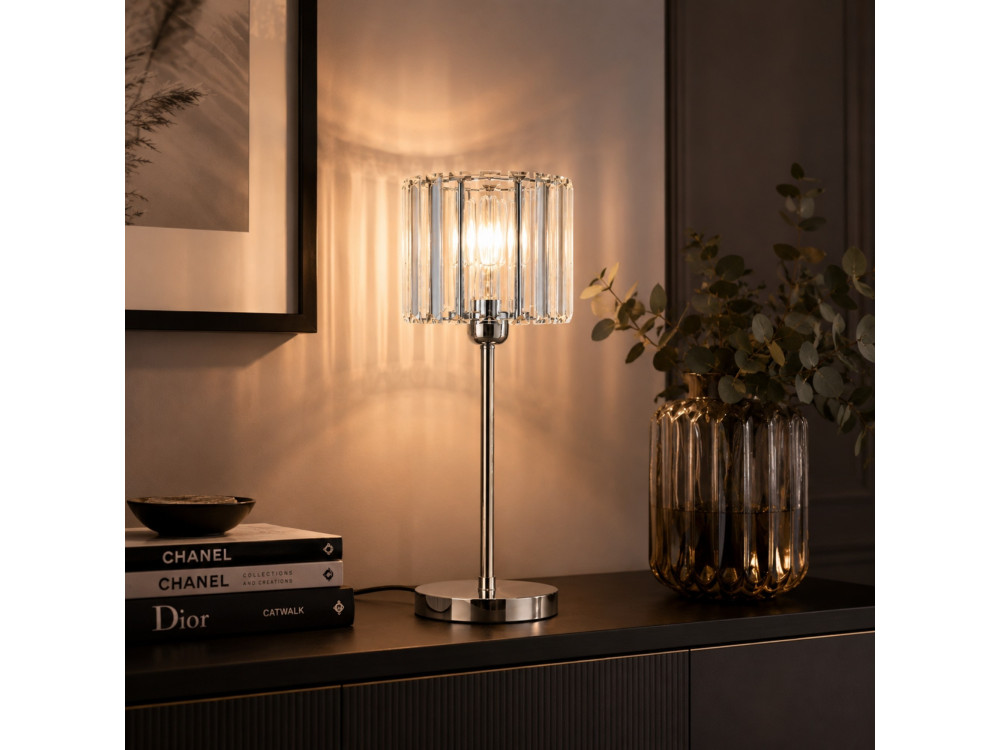 Metalowa lampa stołowa „Yakops” – 17 x 17 x 50 cm – szara