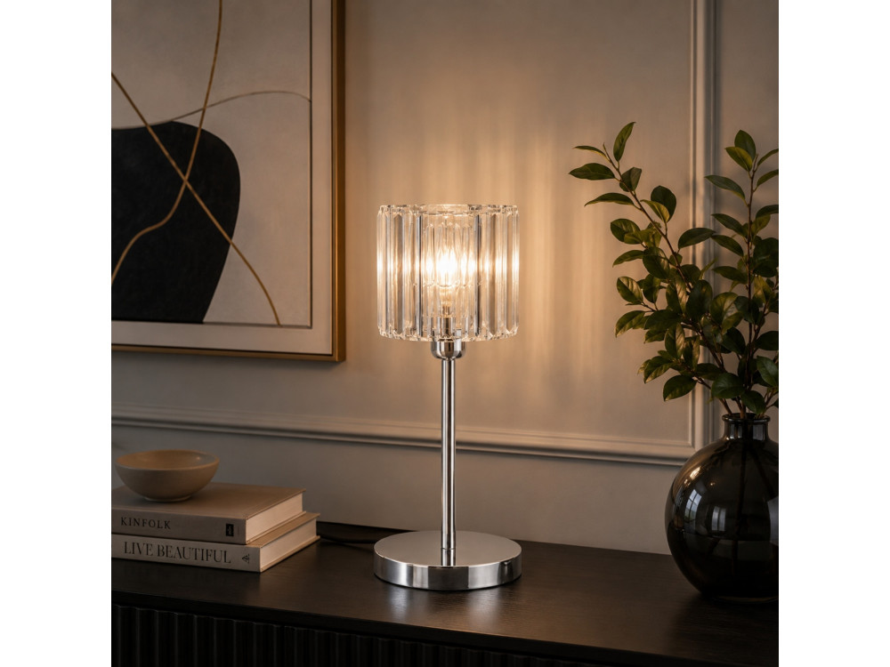 Metalowa lampa stołowa „Yakops” – 17 x 17 x 50 cm – szara