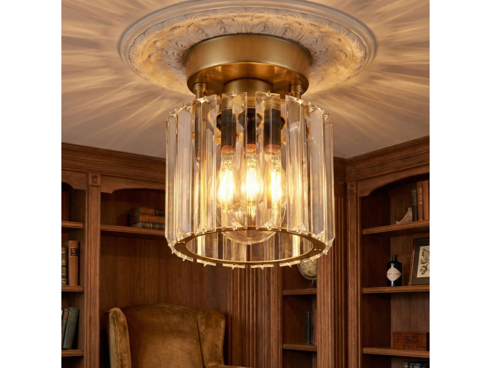 Metalowa lampa sufitowa „Yakops” – wysokość 17 cm – żółta