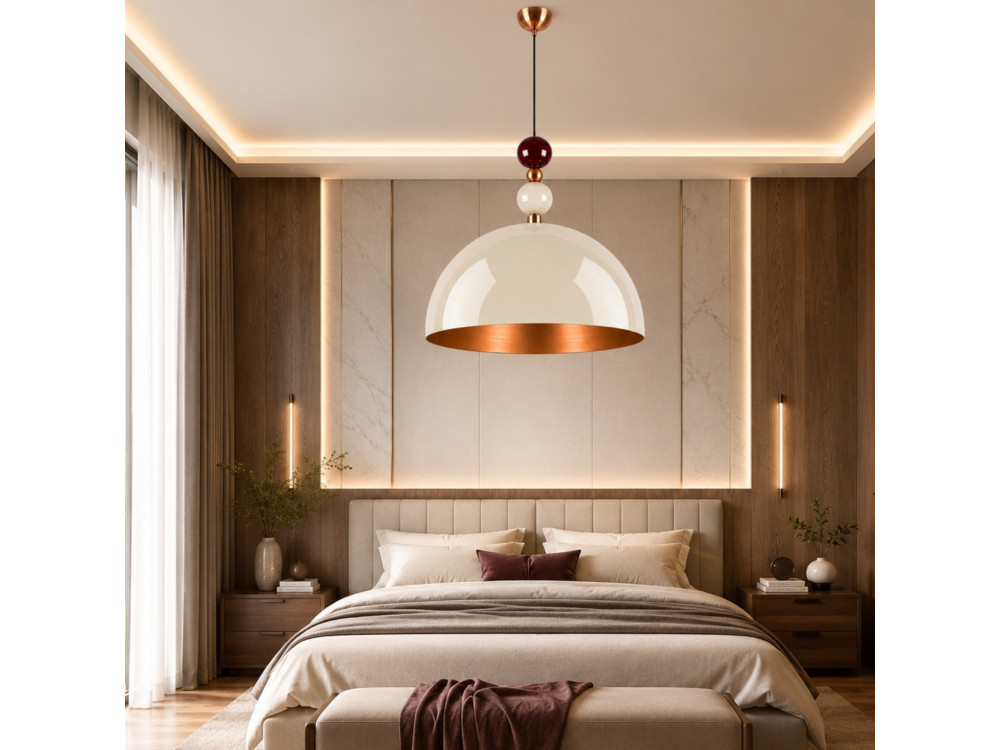 Metalowa lampa wisząca „Bubble” – 60 x 60 cm – beżowa