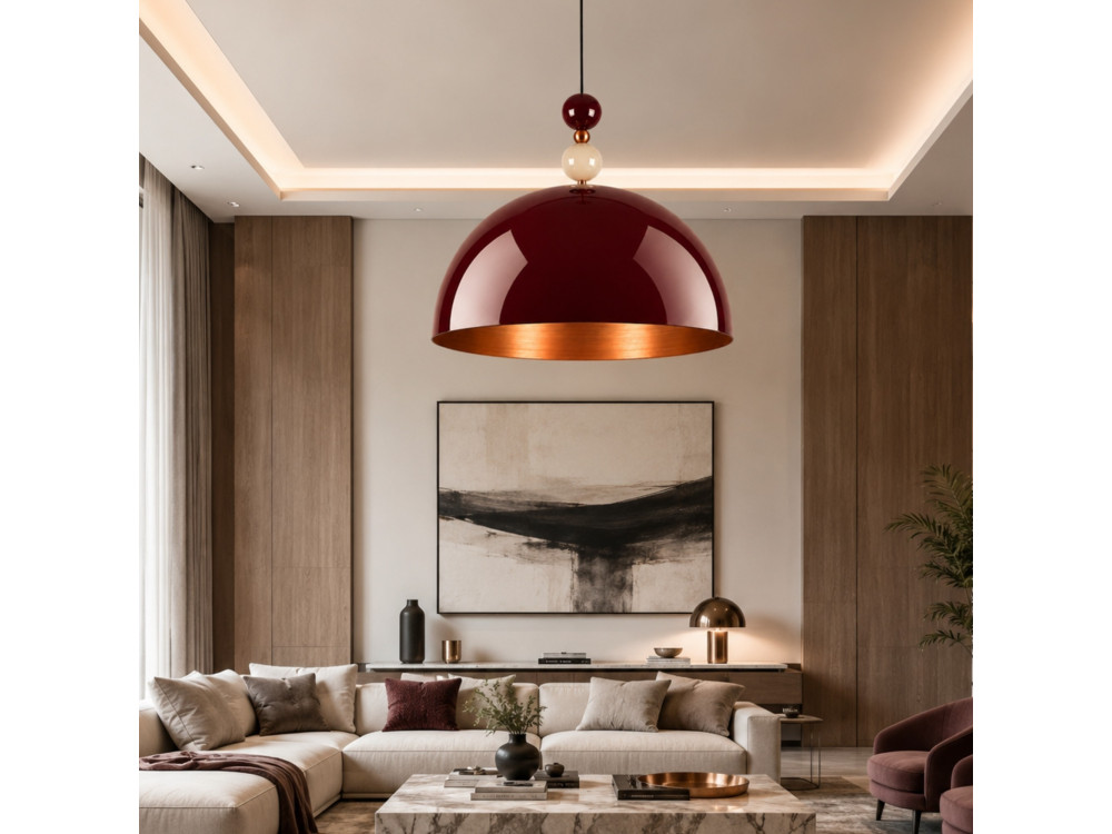 Metalowa lampa wisząca „Bubble” – 60 x 60 cm – kolor bordowy