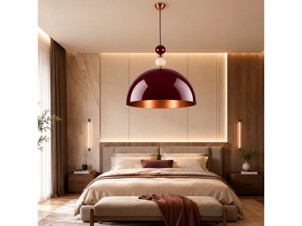 Metalowa lampa wisząca „Bubble” – 60 x 60 cm – kolor bordowy