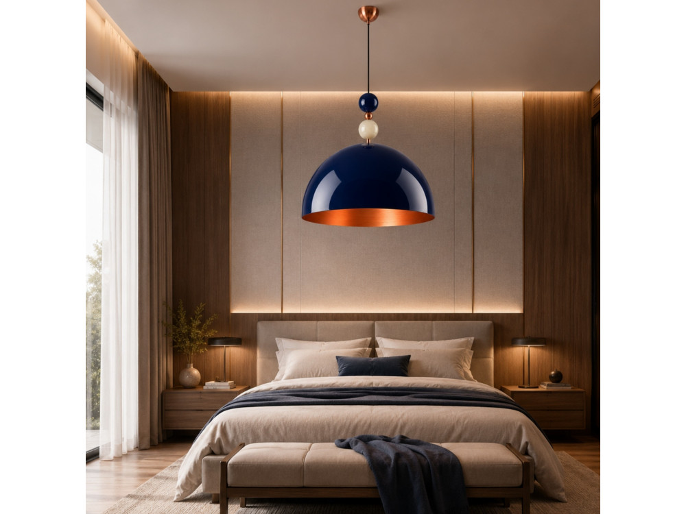 Metalowa lampa wisząca „Bubble” – 60 x 60 cm – granatowa