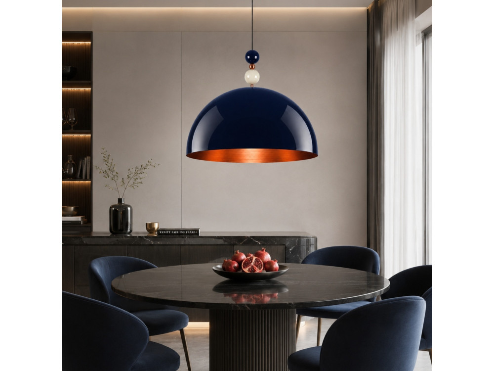 Metalowa lampa wisząca „Bubble” – 60 x 60 cm – granatowa