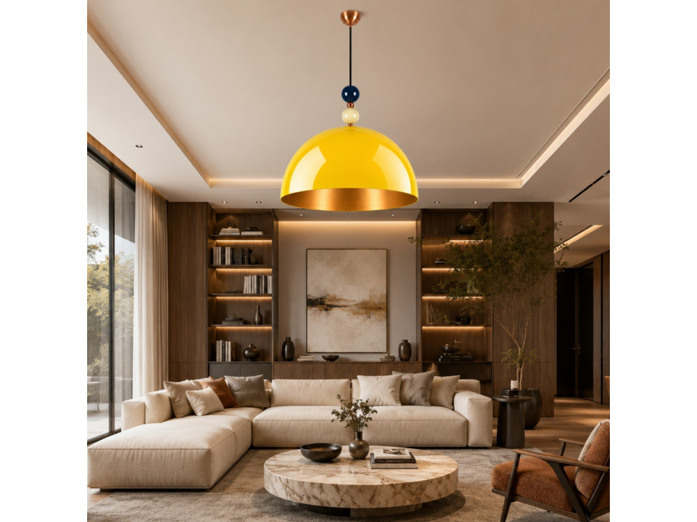 Metalowa lampa wisząca „Bubble” – 60 x 60 cm – żółta
