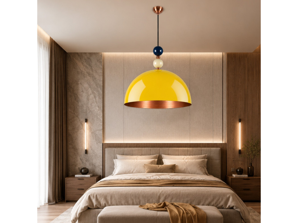 Metalowa lampa wisząca „Bubble” – 60 x 60 cm – żółta
