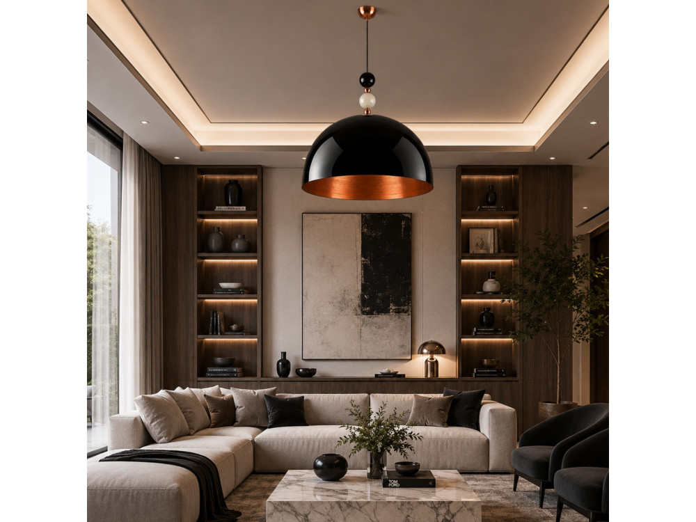 Metalowa lampa wisząca „Bubble” – 60 x 60 cm – czarna