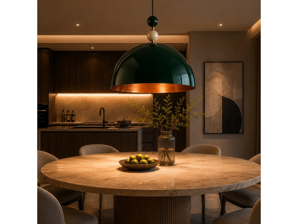 Metalowa lampa wisząca „Bubble” – 60 x 60 cm – ciemnozielona