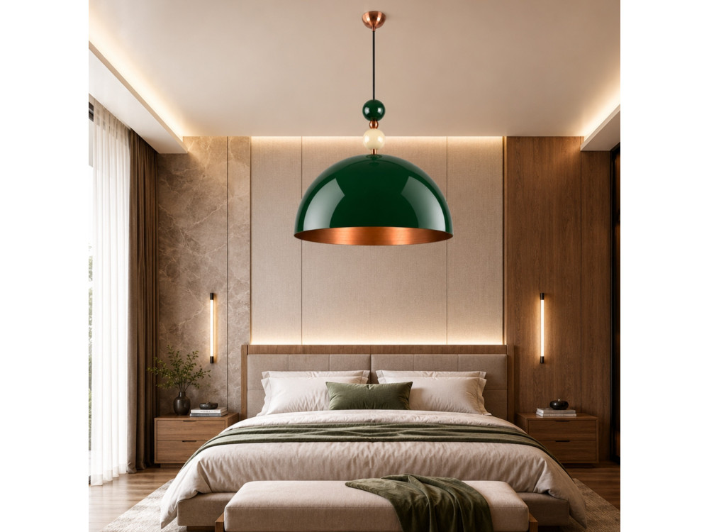 Metalowa lampa wisząca „Bubble” – 60 x 60 cm – ciemnozielona
