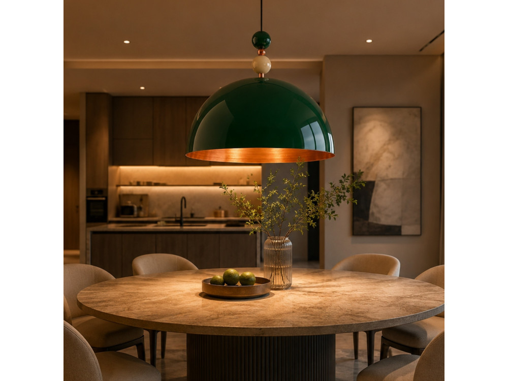 Metalowa lampa wisząca „Bubble” – 60 x 60 cm – ciemnozielona
