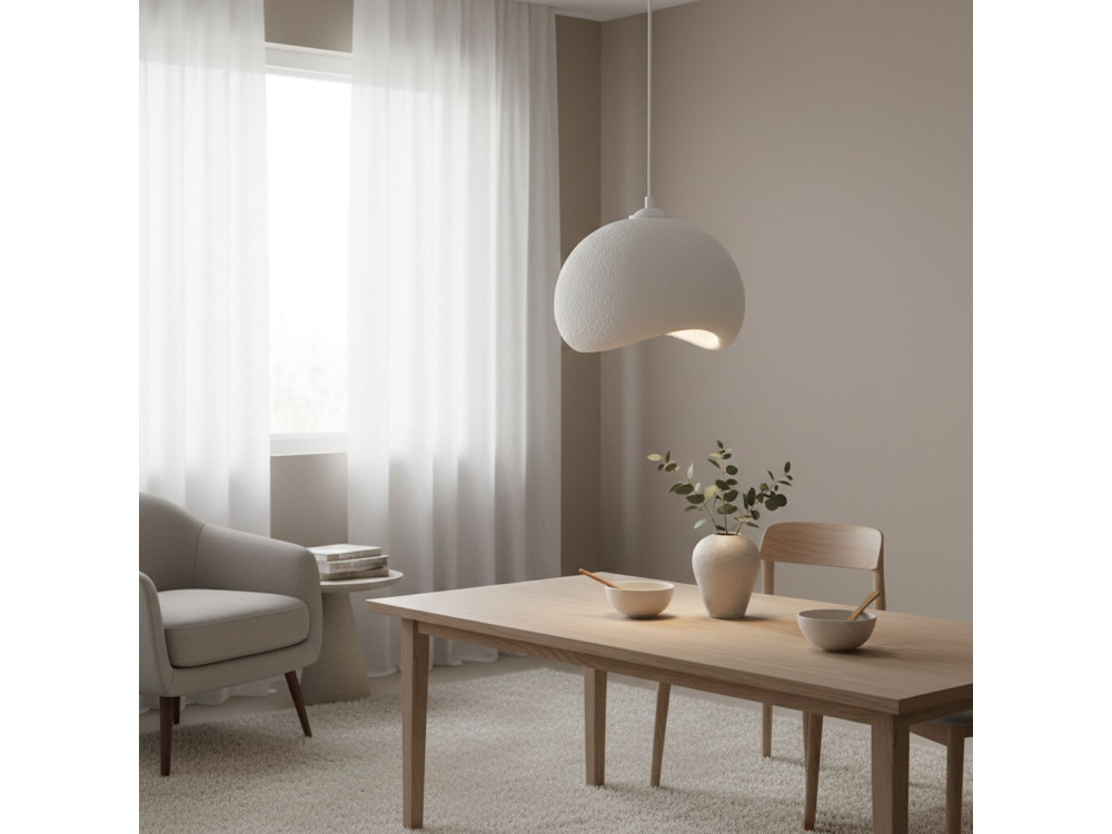 Metalowa lampa wisząca „Yontu” – 34 x 29 x 120 cm – biała