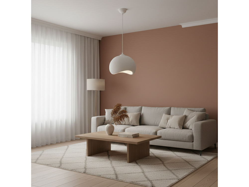 Metalowa lampa wisząca „Yontu” – 34 x 29 x 120 cm – biała