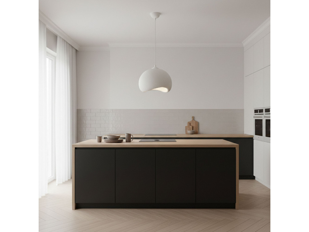 Metalowa lampa wisząca „Yontu” – 34 x 29 x 120 cm – biała