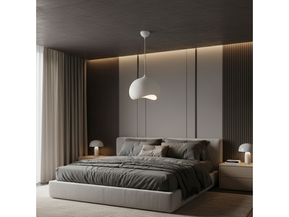 Metalowa lampa wisząca „Yontu” – 34 x 29 x 120 cm – biała