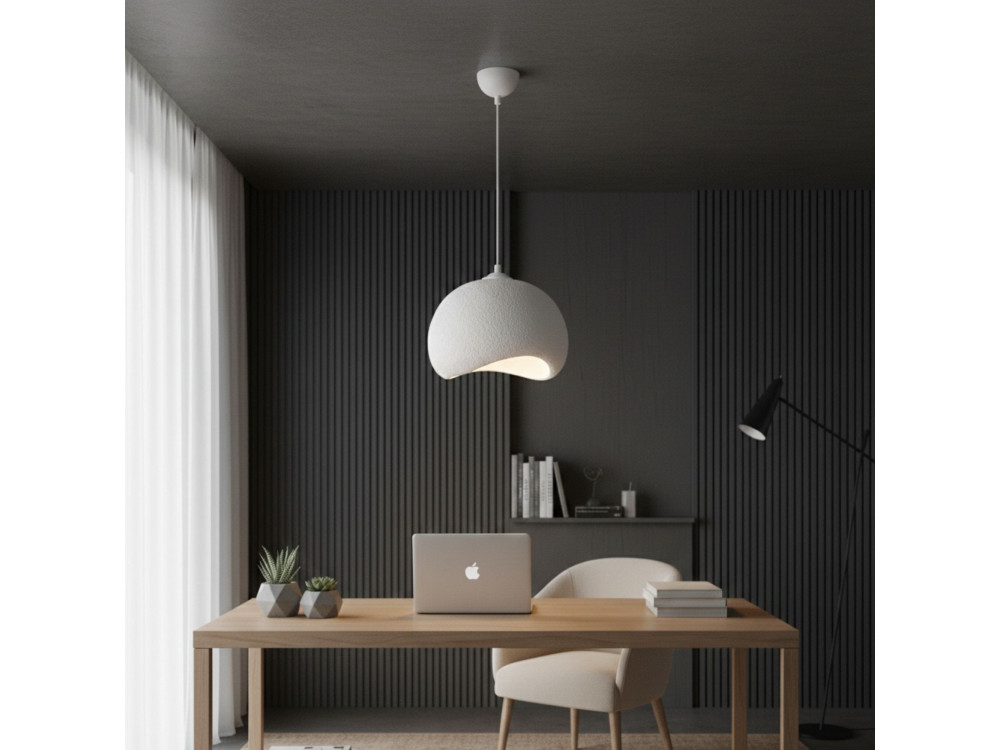 Metalowa lampa wisząca „Yontu” – 34 x 29 x 120 cm – biała