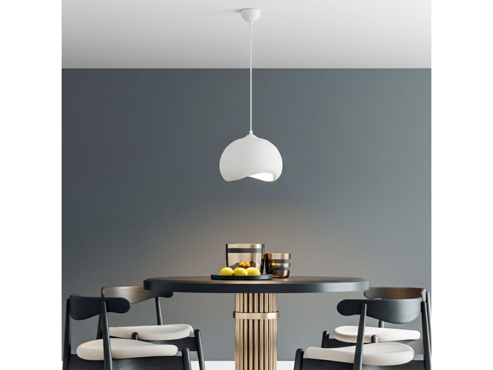 Metalowa lampa wisząca „Yontu” – 34 x 29 x 120 cm – biała