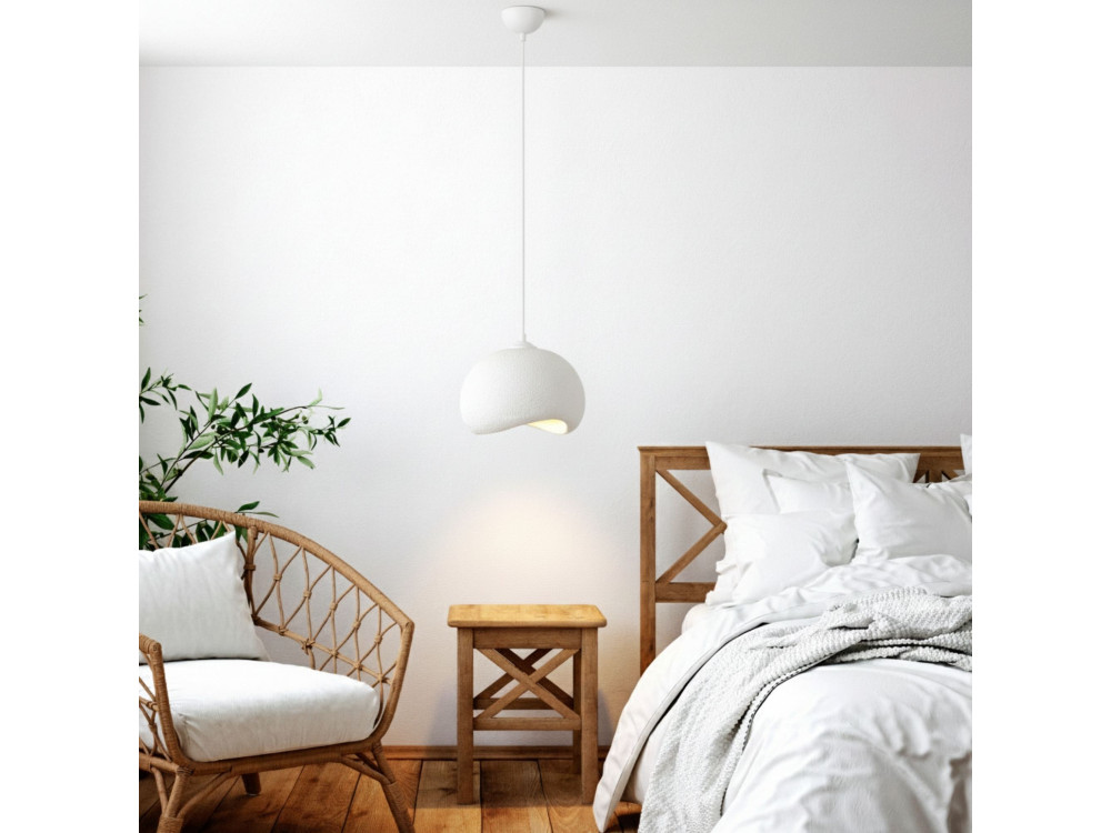 Metalowa lampa wisząca „Yontu” – 34 x 29 x 120 cm – biała