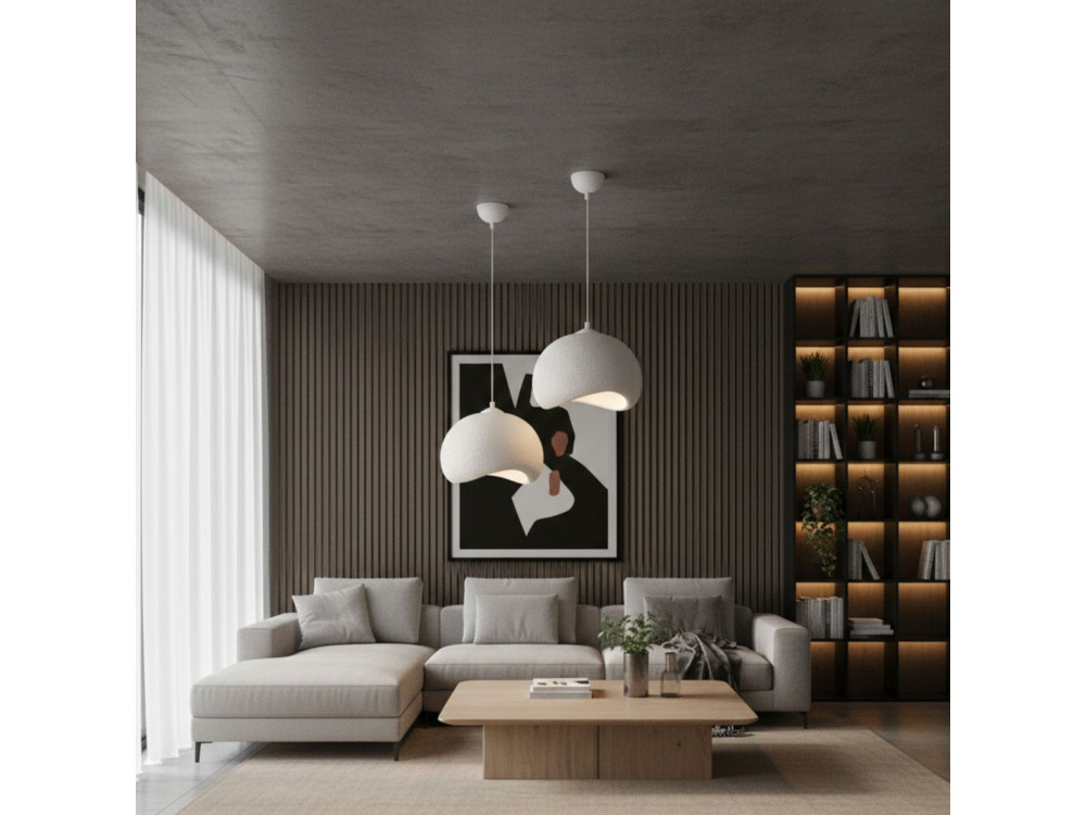 Metalowa lampa wisząca „Yontu” – 34 x 29 x 120 cm – biała