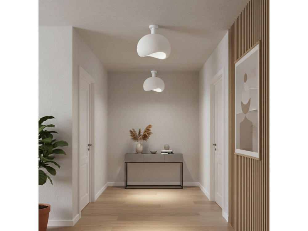 Metalowa lampa sufitowa „Yontu” – 34 x 29 x 33 cm – biała