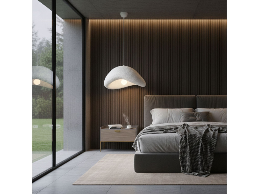 Metalowa lampa wisząca „Luna” – 42 x 37 x 120 cm – biała