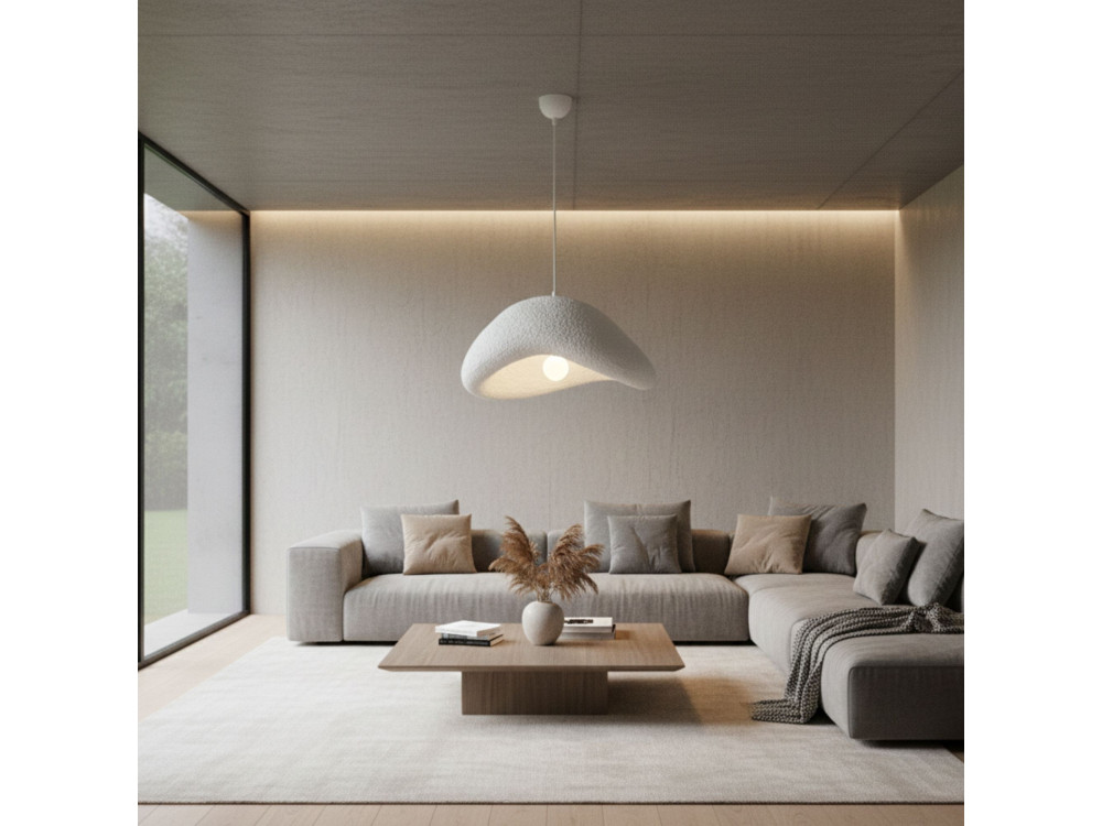 Metalowa lampa wisząca „Luna” – 52 x 40 x 120 cm – biała