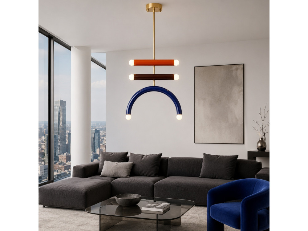 Metalowy żyrandol „Vento” – 50 x 10 cm – niebieski