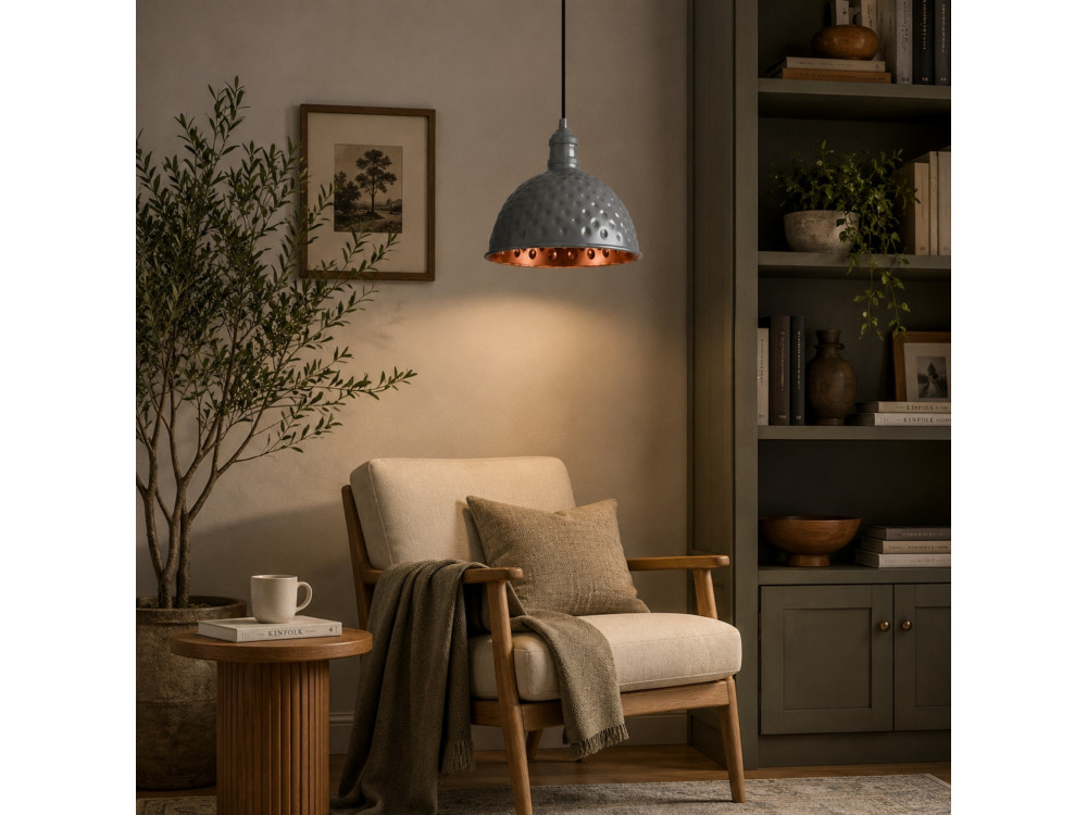 Metalowa lampa wisząca „Echo” – 26 x 26 cm – szara