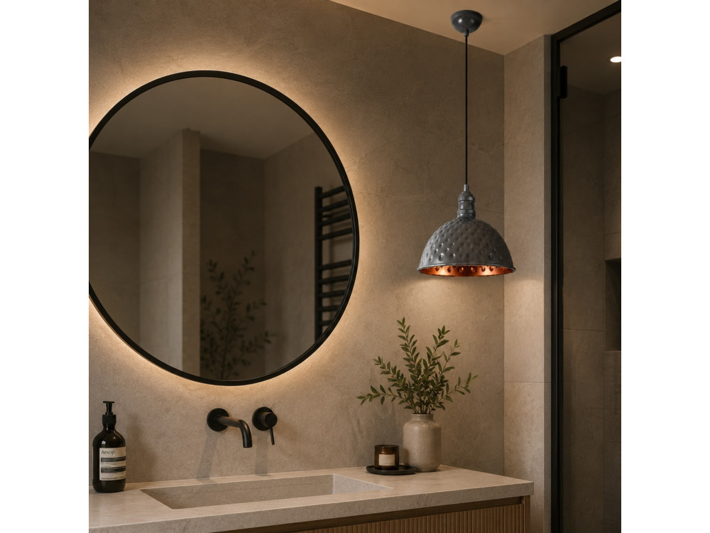 Metalowa lampa wisząca „Echo” – 26 x 26 cm – szara