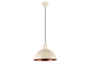 Metalowa lampa wisząca „Echo” – 26 x 26 cm – beżowa