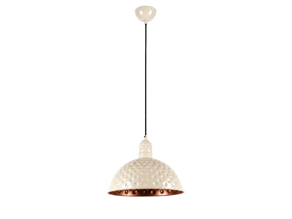 Metalowa lampa wisząca „Echo” – 26 x 26 cm – beżowa