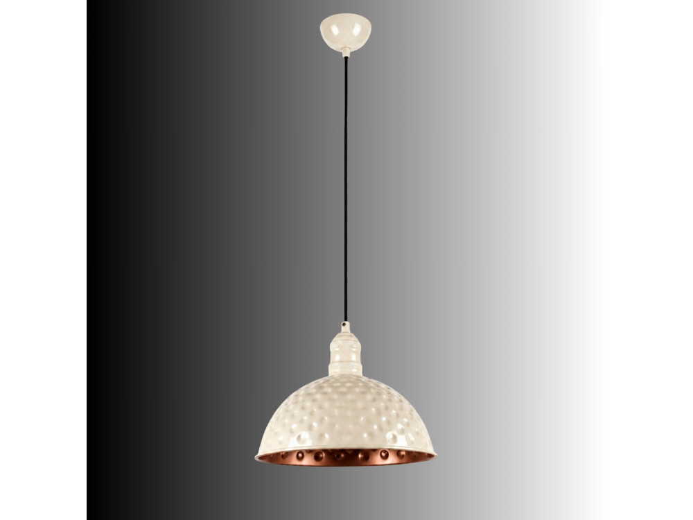 Metalowa lampa wisząca „Echo” – 26 x 26 cm – beżowa