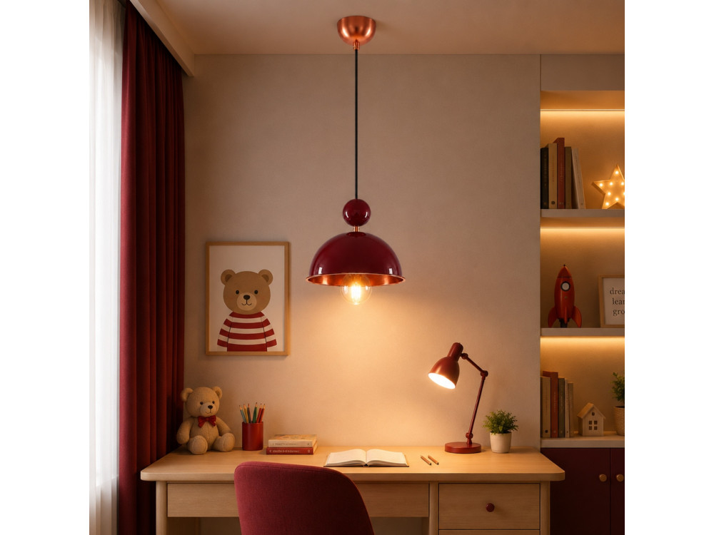 Metalowa lampa wisząca „Bubble” – 21 x 21 cm – bordowy