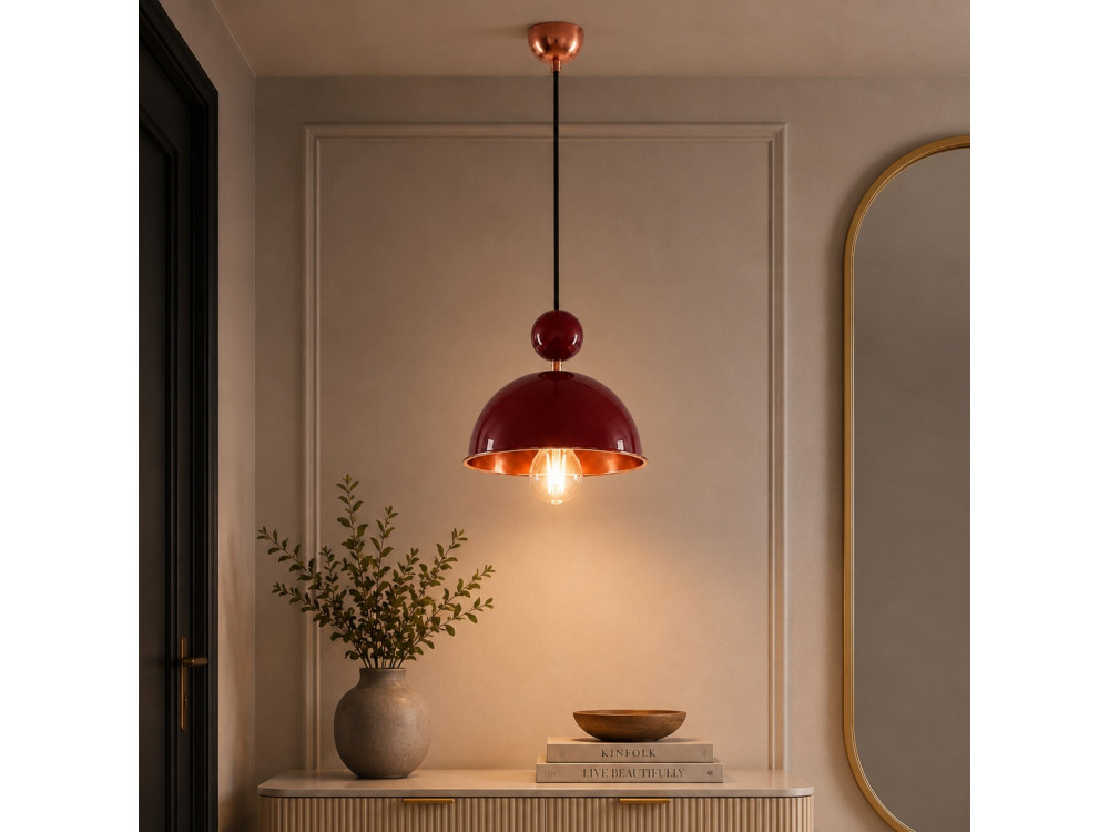 Metalowa lampa wisząca „Bubble” – 21 x 21 cm – bordowy