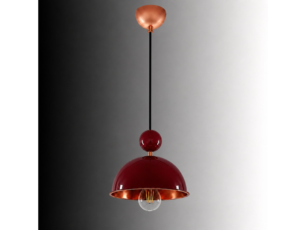 Metalowa lampa wisząca „Bubble” – 21 x 21 cm – bordowy
