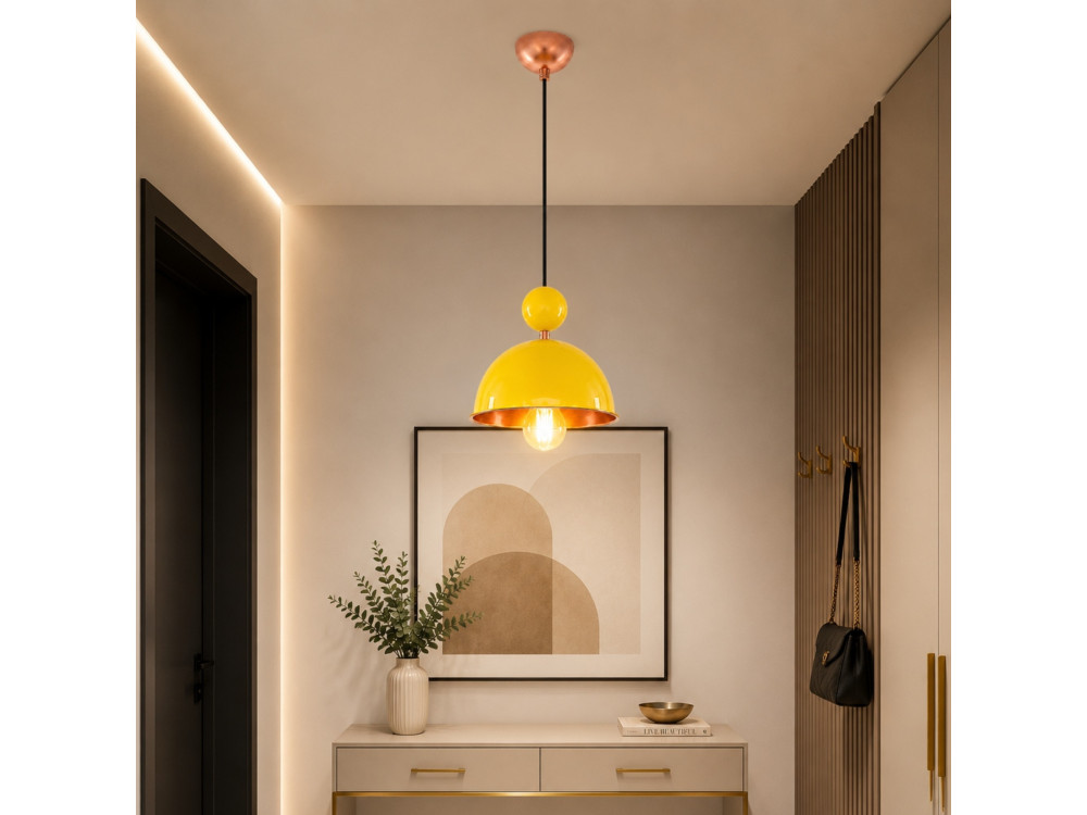 Metalowa lampa wisząca „Bubble” – 21 x 21 cm – żółta