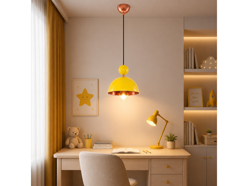 Metalowa lampa wisząca „Bubble” – 21 x 21 cm – żółta