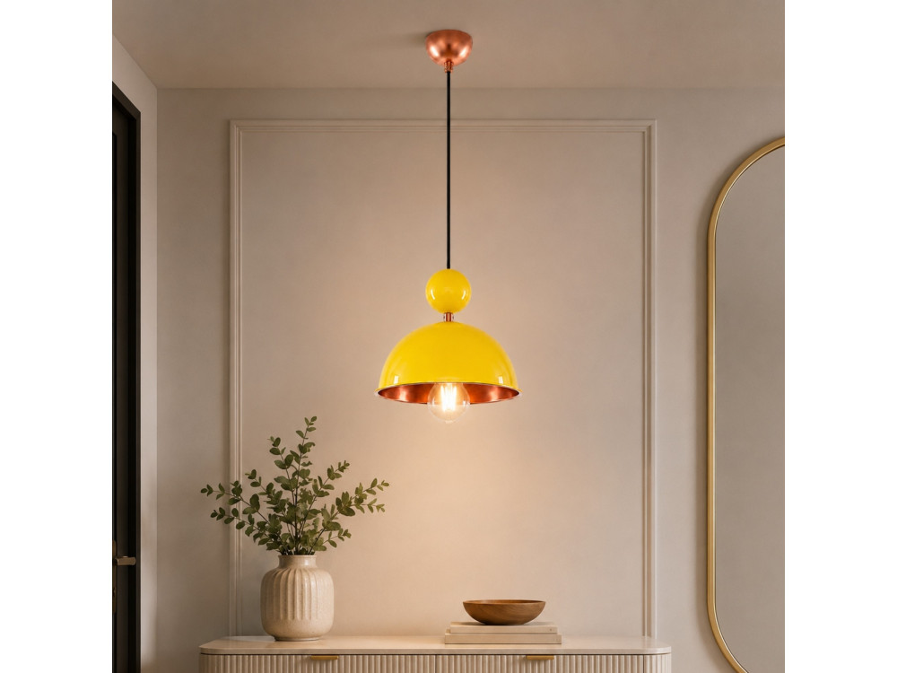 Metalowa lampa wisząca „Bubble” – 21 x 21 cm – żółta
