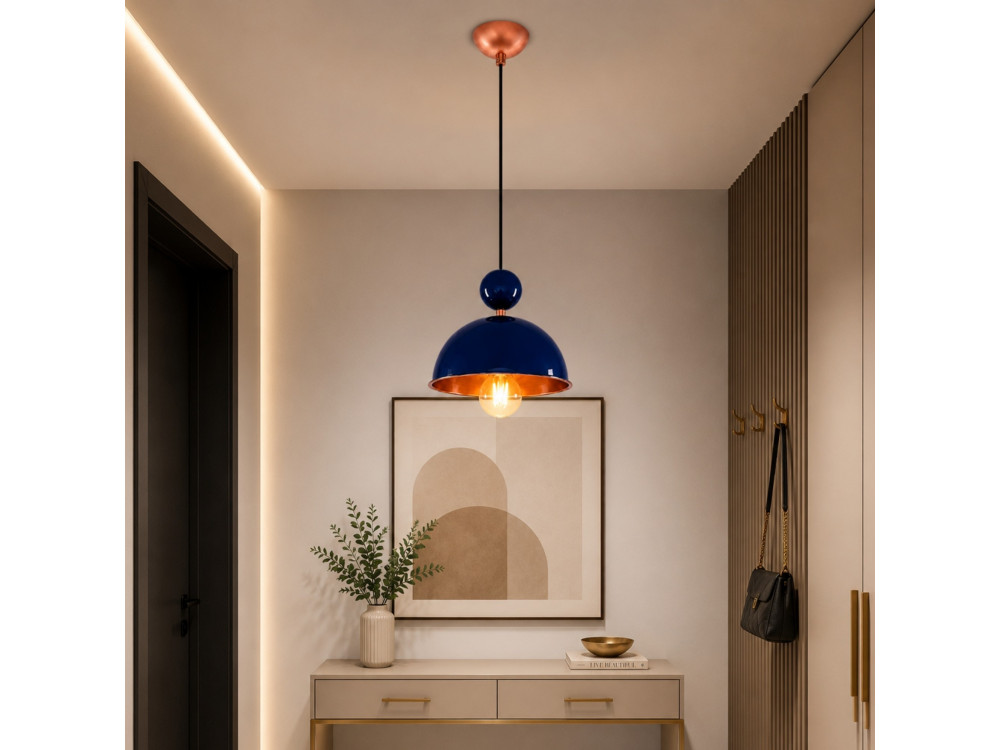 Metalowa lampa wisząca „Bubble” – 21 x 21 cm – granatowa