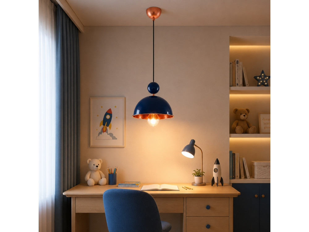 Metalowa lampa wisząca „Bubble” – 21 x 21 cm – granatowa