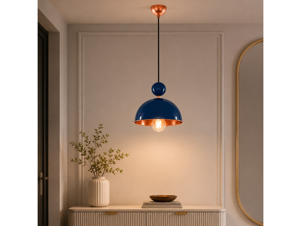 Metalowa lampa wisząca „Bubble” – 21 x 21 cm – granatowa