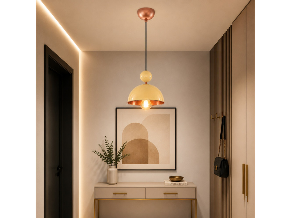 Metalowa lampa wisząca „Bubble” – 21 x 21 cm – żółta