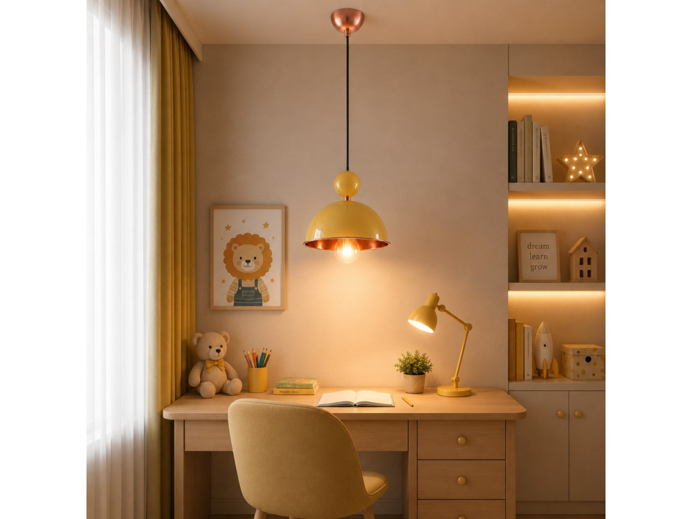 Metalowa lampa wisząca „Bubble” – 21 x 21 cm – żółta