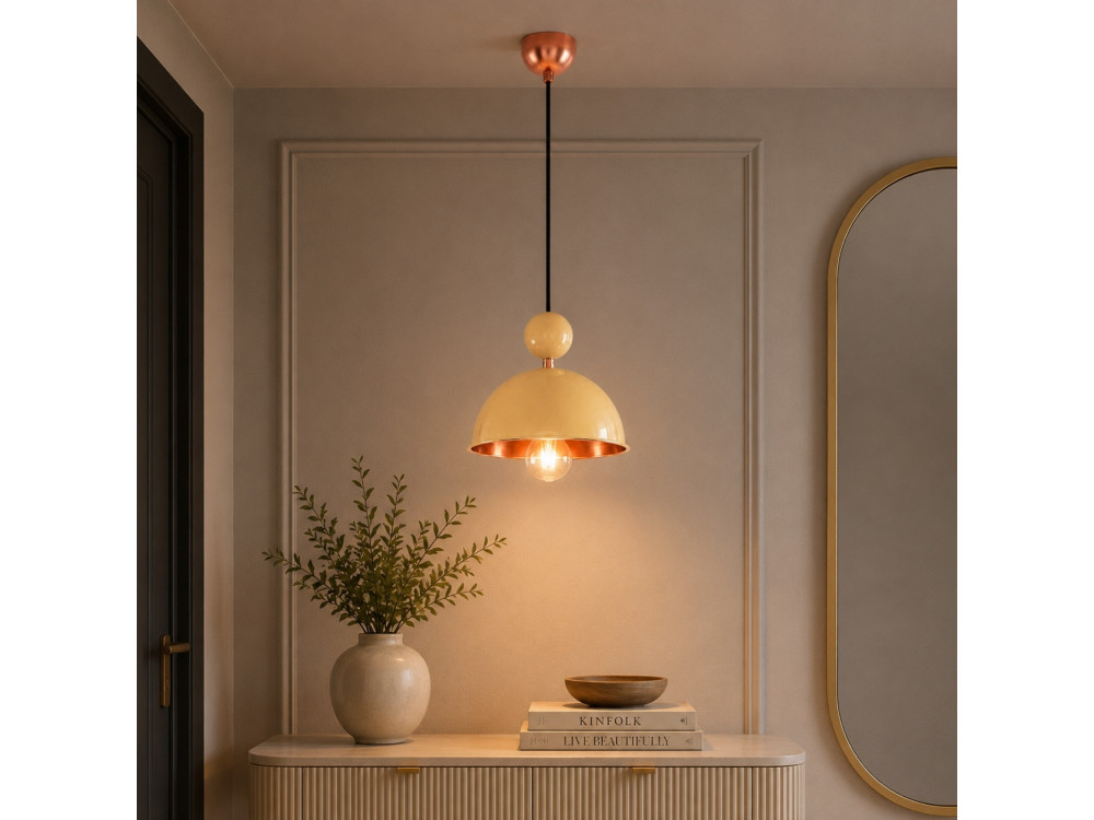 Metalowa lampa wisząca „Bubble” – 21 x 21 cm – żółta