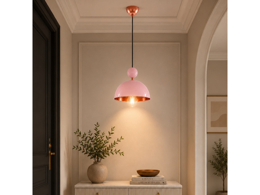 Metalowa lampa wisząca „Bubble” – 21 x 21 cm – różowa