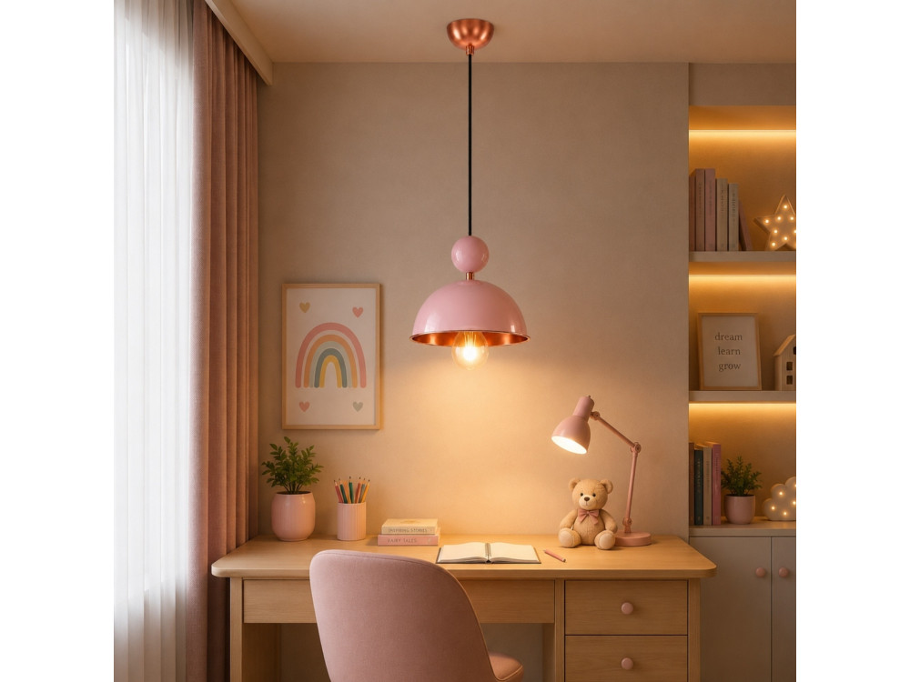 Metalowa lampa wisząca „Bubble” – 21 x 21 cm – różowa